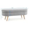 Mid-Century Modern Boho Style Linen Bedroom Storage Bed Bench