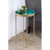 Gold Finish Metal Round Nightstand End Table with Removable Tray Top