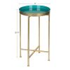 Gold Finish Metal Round Nightstand End Table with Removable Tray Top