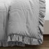 Grey & White Stripe Ruffle Reversible 3 Piece Comforter Set