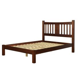 Farmhouse Style Solid Wood Platform Bed Frame with Headboard (Color: Cherry, size: King)