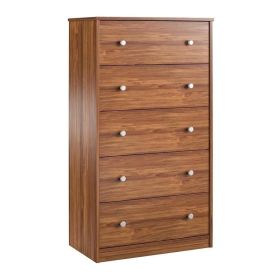 Modern 5-Drawer Bedroom Chest Dresser in Rustic Wood Finish (Color: Brown)