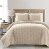 Lightweight Beige Textured Cotton 3 Piece Quilt Set