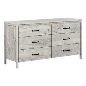 Modern 6 Drawer Double Dresser (Color: Washed Pine)