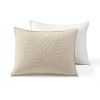 Lightweight Fern Leaf Reversible 3-Piece White Beige Cotton Quilt Set