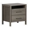 Modern 2 Drawer Nightstand Cubby Storage Shelf