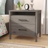 Modern 2 Drawer Nightstand Cubby Storage Shelf