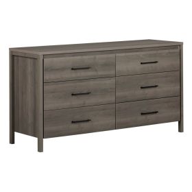 Modern 6 Drawer Double Dresser (Color: Grey)