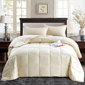Traditional Microfiber Reversible 3 Piece Comforter Set (Color: Ivory)