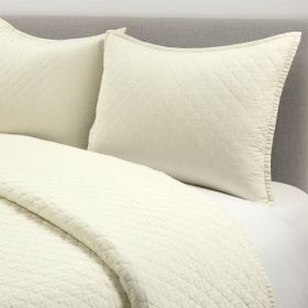 Lightweight Cotton Linen Ivory Reversible 3-Piece Quilt Set (size: Full/Queen)