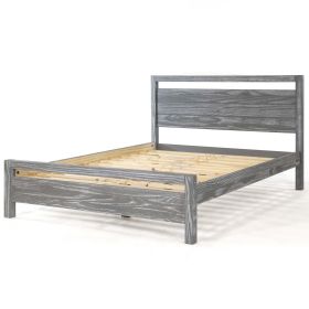 FarmHouse Rustic Platform Bed (Color: Gray, size: King)