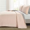 Soft Reversible Lightweight Quilt Set in Rose Blush Pink and Grey