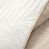 Lightweight Fern Leaf Reversible 3-Piece White Beige Cotton Quilt Set