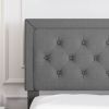 Linen Upholstered Platform Bed with Button-Tufted Headboard