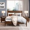 Rustic Mid Century Slatted Platform Bed