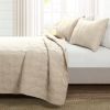Lightweight Beige Textured Cotton 3 Piece Quilt Set