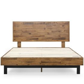 Rustic FarmHome Low Profile Pine Slatted Platform Bed (size: King)