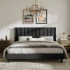 Velvet Upholstered Platform Bed Frame with Headboard