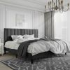 Velvet Upholstered Platform Bed Frame with Headboard