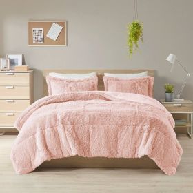 Soft Sherpa Faux Fur Comforter Set (Color: Pink Blush, size: King/Cal King)