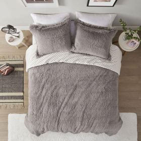 Soft Sherpa Faux Fur Comforter Set (Color: Grey, size: King/Cal King)