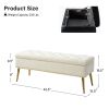 Mid-Century Modern End of Bed Storage Bench with Velvet Seat and Gold Legs