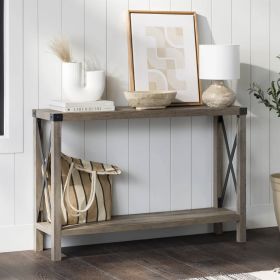 Industrial Farmhouse Entryway Table / Sofa Table Wood Finish (Color: Taupe Grey)