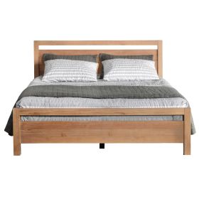 Farmhouse Solid Wood Platform Bed Frame with Headboard Footboard (size: Queen)
