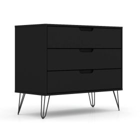 Modern Scandinavian Style Bedroom 3-Drawer Dresser (Color: Black)