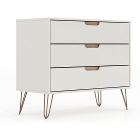Modern Scandinavian Style Bedroom 3-Drawer Dresser (Color: Off-White Natural)