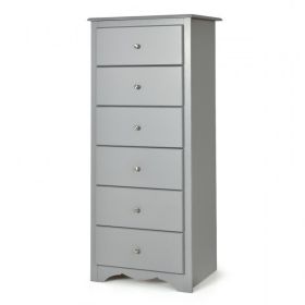 Modern 6 Drawer Tall Wood Dresser Chest (Color: Grey)