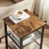 Modern Industrial End Table/Nightstand in Black Metal with Wood Top