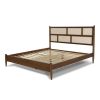 Hardwood Platform Bed Frame with Cane Paneling Headboard