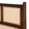 Hardwood Platform Bed Frame with Cane Paneling Headboard