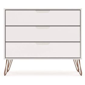 Modern Scandinavian Style Bedroom 3-Drawer Dresser (Color: Off-White)