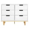 Modern Mid-Century Style 6-Drawer Dresser Chest in Wood Finish