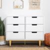 Modern Mid-Century Style 6-Drawer Dresser Chest in Wood Finish