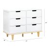 Modern Mid-Century Style 6-Drawer Dresser Chest in Wood Finish