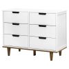Modern Mid-Century Style 6-Drawer Dresser Chest in Wood Finish