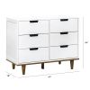 Modern Mid-Century Style 6-Drawer Dresser Chest in Wood Finish