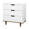 Modern Mid-Century Style 3-Drawer Dresser Chest in Wood Finish