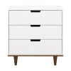 Modern Mid-Century Style 3-Drawer Dresser Chest in Wood Finish