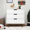 Modern Mid-Century Style 3-Drawer Dresser Chest in Wood Finish