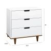Modern Mid-Century Style 3-Drawer Dresser Chest in Wood Finish
