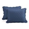 White Navy Scalloped Edge Reversible Lightweight Quilt Set