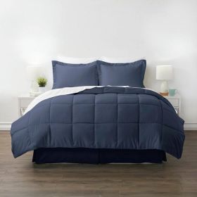 Navy Microfiber Reversible Bed-in-a-Bag Comforter Set (size: Twin Xl)