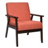 Retro Wide Accent Chair with Espresso Wood Frame