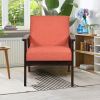 Retro Wide Accent Chair with Espresso Wood Frame