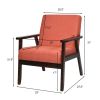 Retro Wide Accent Chair with Espresso Wood Frame