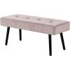 Mid-Century Corduroy Upholstered End of Bed Bench with Black Metal Legs